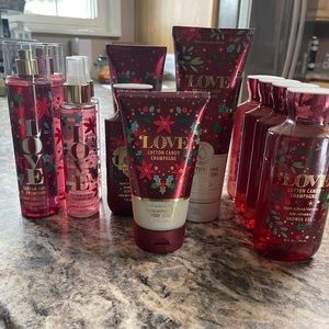 Huge Bat & Body Works Love Cotton Candy Champagne set
